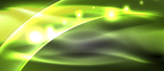 Abstract background. Shiny design neon waves with light effects, techno trendy design. Vector Illustration For Wallpaper, Banner, Background, Card, Book Illustration, landing page