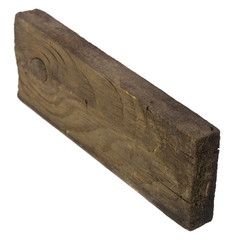 Wooden board, block isolated on white background close-up.