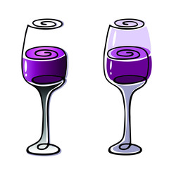 a glass of wine the bartender Doodle vector