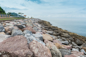 Landscape of rock beach and sea, Nang Phaya hill scenic point