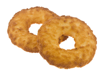 Coconut cookie isolated on a white background close-up.