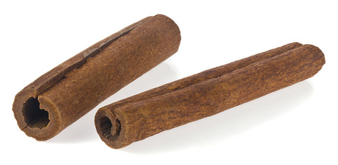 Cinnamon sticks Isolated on a white background close-up.