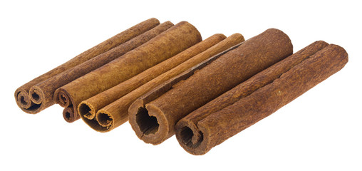 Cinnamon sticks Isolated on a white background close-up.
