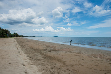 Fototapeta na wymiar Landscape of beach or seashore with cloud sky