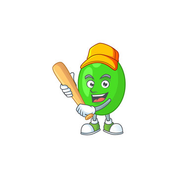 cartoon design concept of tetrad playing baseball with stick