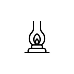 Kerosene lamp icon symbol in linear, outline icon isolated on white background