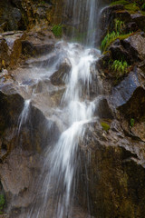 Fototapeta na wymiar Cascade falls over mossy rocks