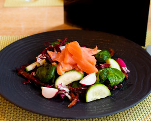 Salmon Salad spinach, cherry tomatoes, baby spinach