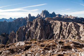 Panoramic view of Tre Cime di Lavaredo National park in South Tirol