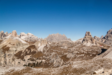 Panoramic view of Tre Cime di Lavaredo National park in South Tirol
