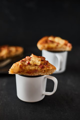 Pizza with bacon and sausage.