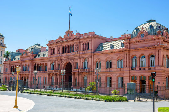 Buenos Aires, Argentina, Pink Palace.
 On the May square of Buenos Aires is the Presidential Palace, the Pink House or in Spanish, Casa Rosada. This is the working building of the government