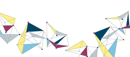 Line points connections, triangular technology design. Abstract geometric background
