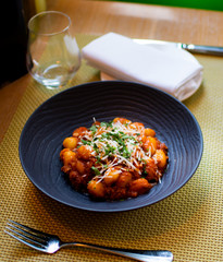 Gnocchi are a variety of pasta, soft dough dumplings