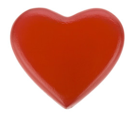 Red heart isolated on a white background close-up.