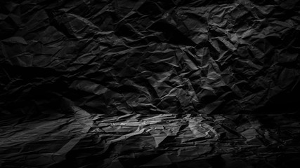 The black hall was dark, wall had a beam of light shining on the ground. Customize the background of the image with wrinkled textures for pasting objects.