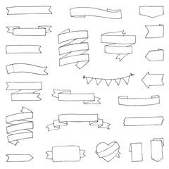 Obraz premium Ręcznie rysowane zestaw wstążek. Vintage banery