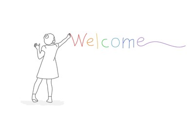 Girl writing on the wall 