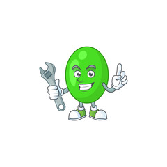 A smart mechanic tetrad cartoon mascot design fix a broken machine