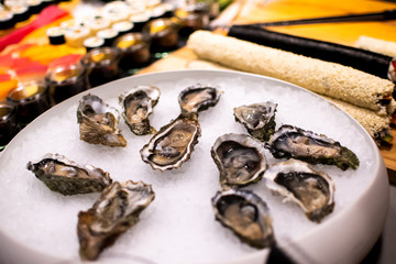 Platter fresh oysters seafood hotel brunch buffet