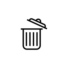 Trash can open vector icon in linear, outline icon isolated on white background