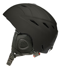 Black safety helmet for skiing or mountain biking with clipping path