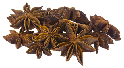 Anise stars isolated on white background close-up.