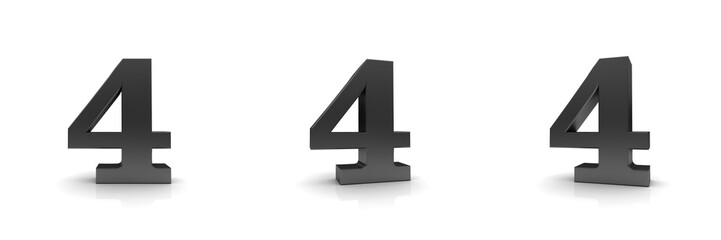 Fototapeta premium 4 four number 3d black sign