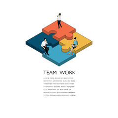 Business teamwork illustration isometric