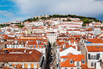 Panoramic view on Lisbon from the Santa Justa Lift