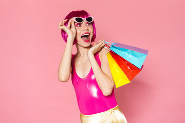 Portrait of an excited bright young woman