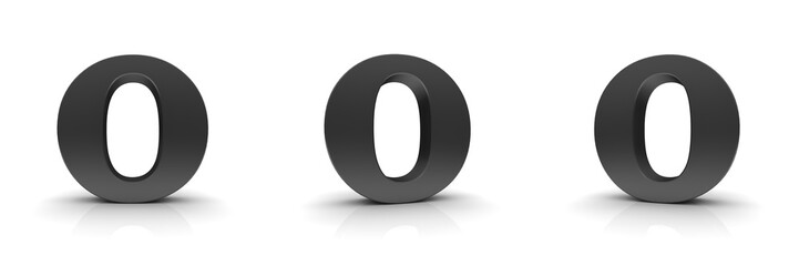 O letter 3d black sign