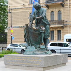 Monument to Peter the great, Admiralteyskaya naberegnaya, Saint-Petersburg, Russia July 2017