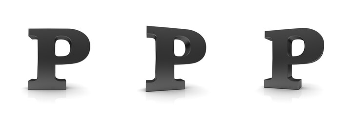 P letter 3d black sign