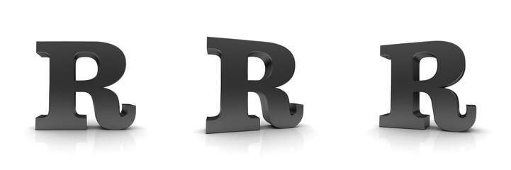 R letter 3d black sign