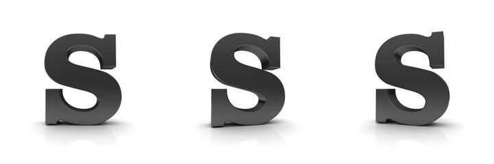 S letter 3d black sign