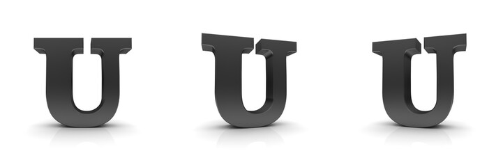 U letter 3d black sign