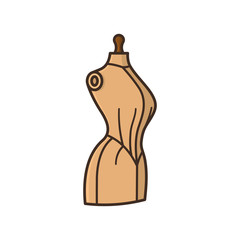 Vintage tailors mannequin isolated vector illustration for Tailors Day on June 4th