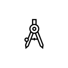 Draw with compass vector icon in linear, outline icon isolated on white background