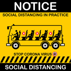 SOCIAL DISTANCING IN BUS, POSTER