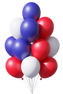 4th july patriotic balloons in traditional colors on white.