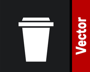 White Coffee cup to go icon isolated on black background. Vector