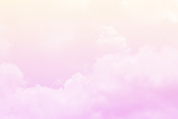 Sky and cloudy with beautiful pink color background.Subtle background Pastel of cloud.