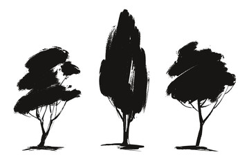 Obraz premium Tree set floral elements, nature, hand drawn vector illustration sketch isolated on white background