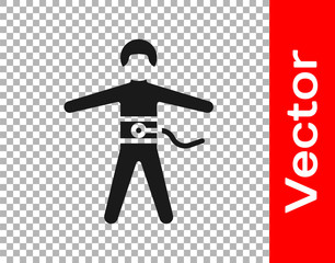 Black Bungee jumping icon isolated on transparent background. Vector