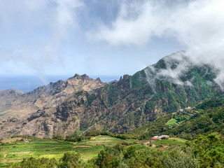 Mountains in Anaga Rural Park with the ocean in the background, Tenerife - Canary Islands