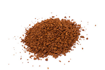 small pile of ground coffee Isolated on a white background.