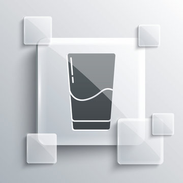 Grey Glass with water icon isolated on grey background. Soda glass. Square glass panels. Vector