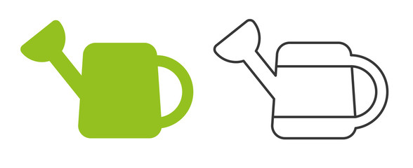 Gießkanne - watering can icon - green and black outline watering pot © Trueffelpix