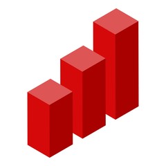 Red manager graph chart icon. Isometric of red manager graph chart vector icon for web design isolated on white background